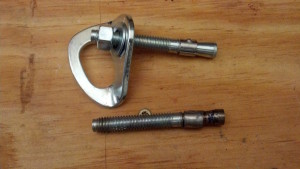 Example plated steel bolts; top is new, bottom has been spun and extracted